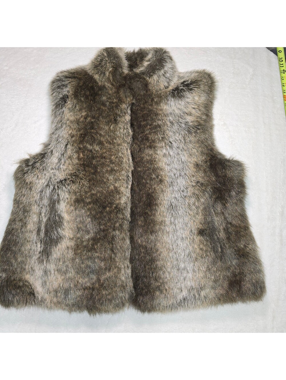 Blassport Reversible Faux Fur Vest Women's Large L Brown Gray Full Zip Pockets